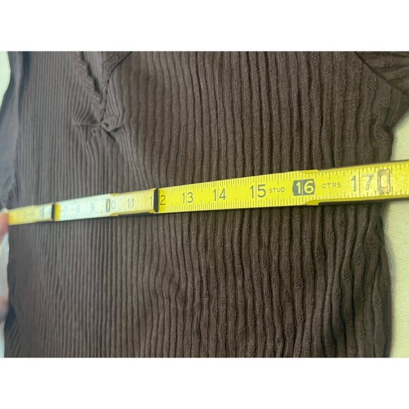 Talbots Top XL Pull Over Brown Lace Trim 60% Pima Cotton 40% Modal Ribbed Y2K - Picture 11 of 15